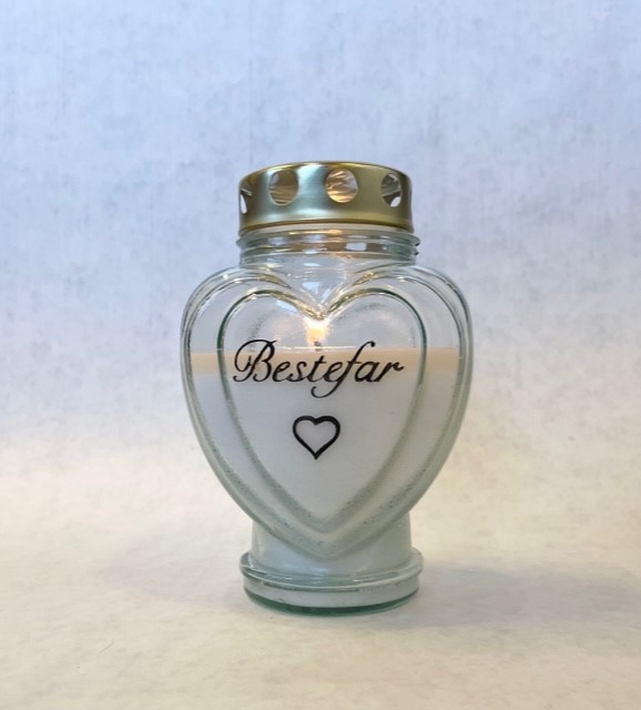 Hjertelys glass, klar